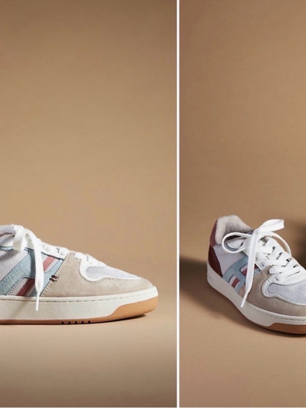Women's Neutral Suede & Mesh Sneakers with Pastel Accents